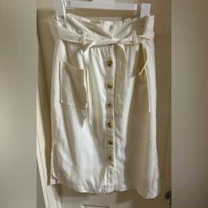 June & Hudson linen blend white high waist skirt size medium